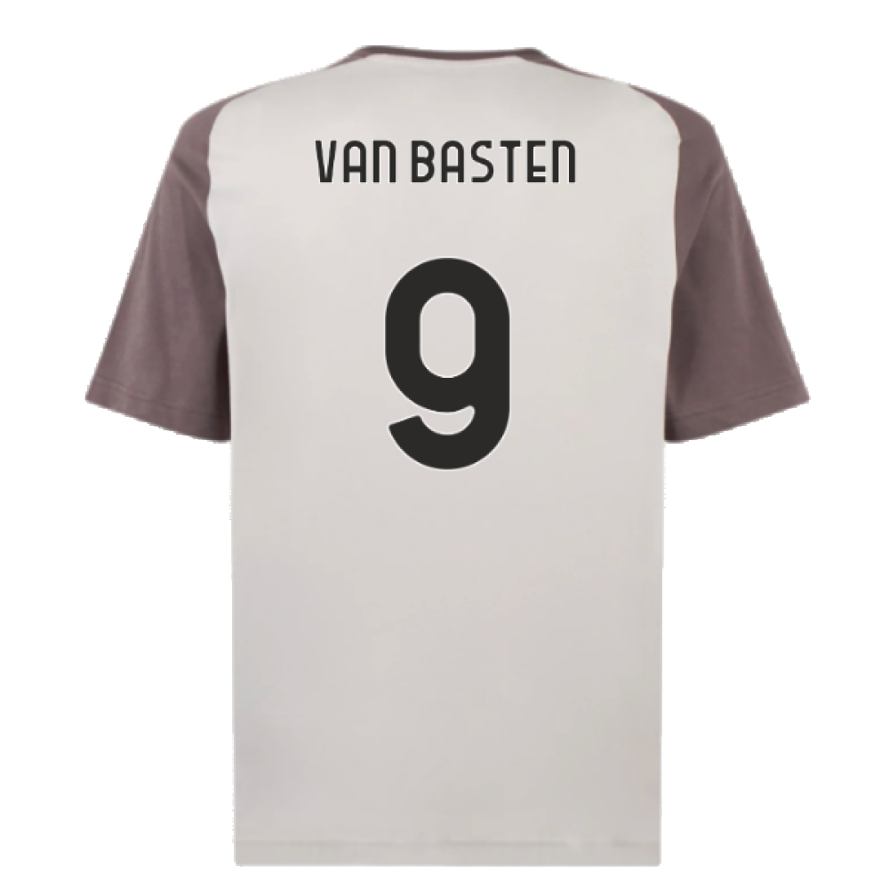 2023-2024 AC Milan Casuals Tee (Light Grey) (Van Basten 9)