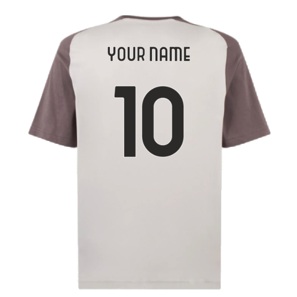 2023-2024 AC Milan Casuals Tee (Light Grey) (Your Name)