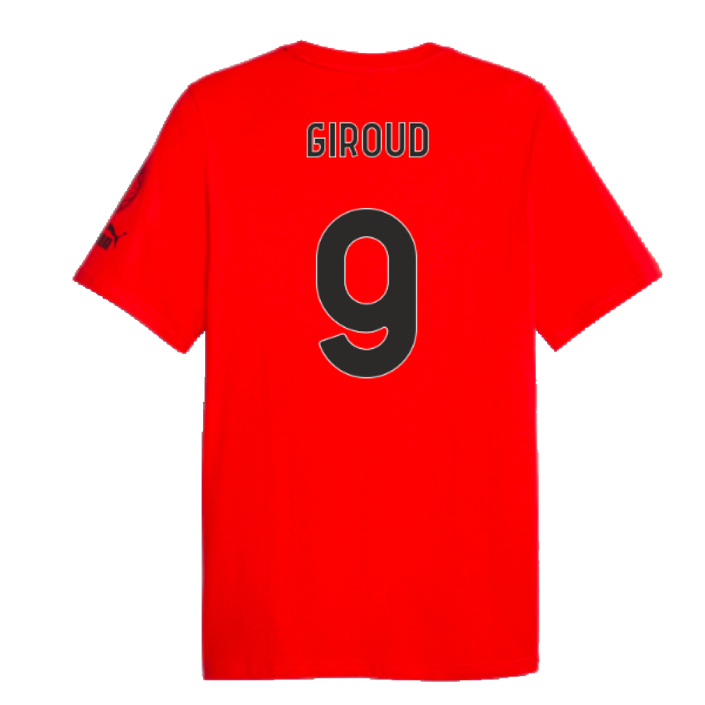 2023-2024 AC Milan FtblCore Graphic Tee (Red) (Giroud 9)