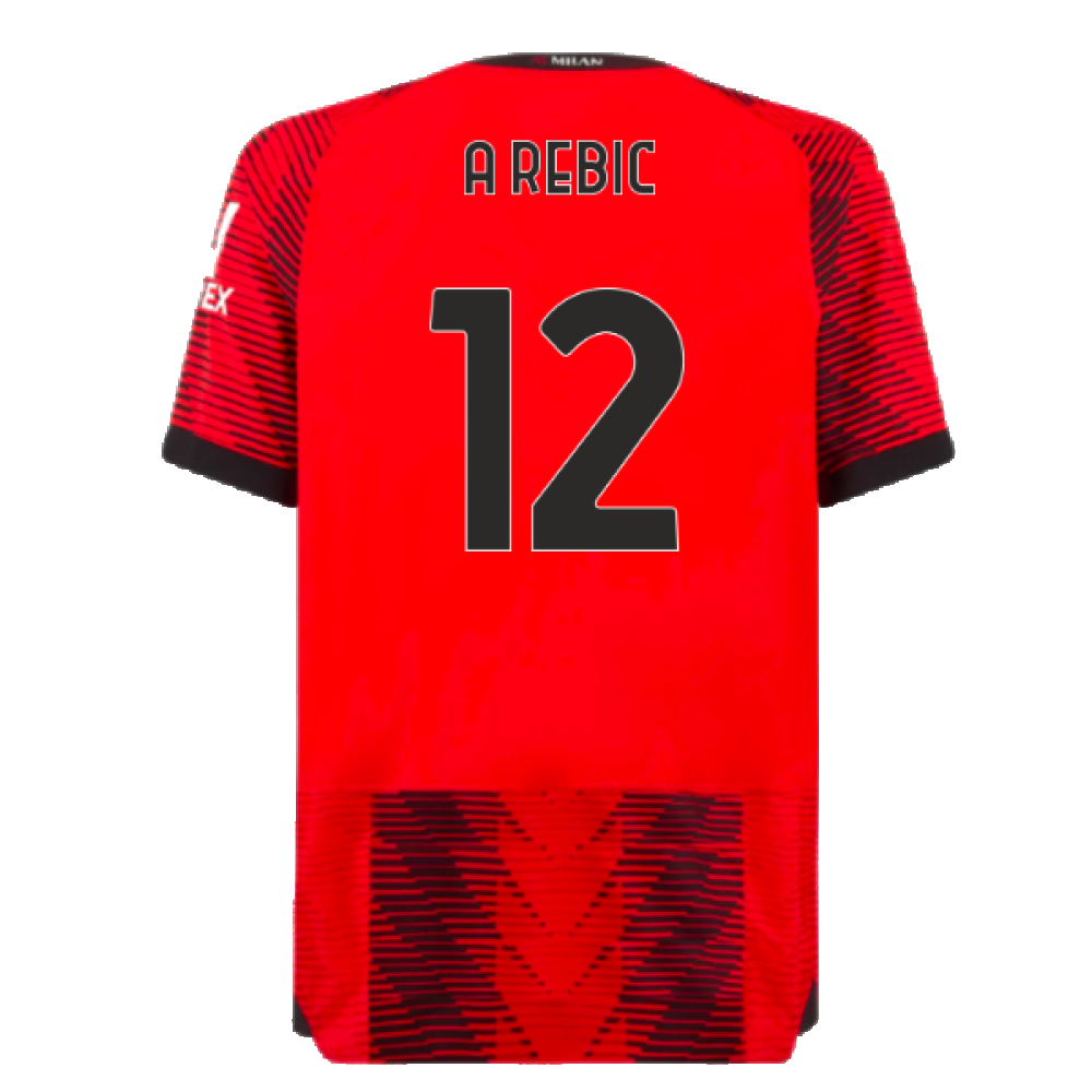 2023-2024 AC Milan Home Authentic Shirt (A Rebic 12)