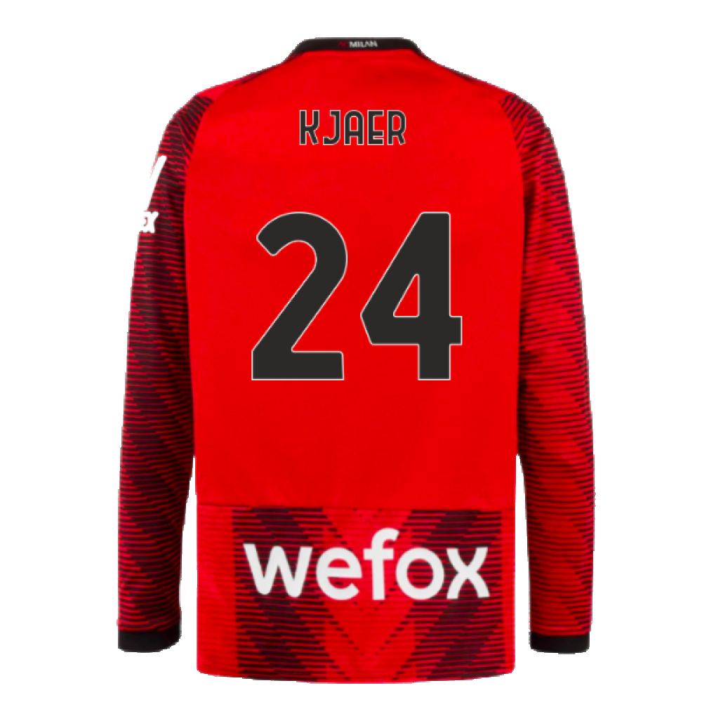 2023-2024 AC Milan Long Sleeve Home Shirt (Kjaer 24)