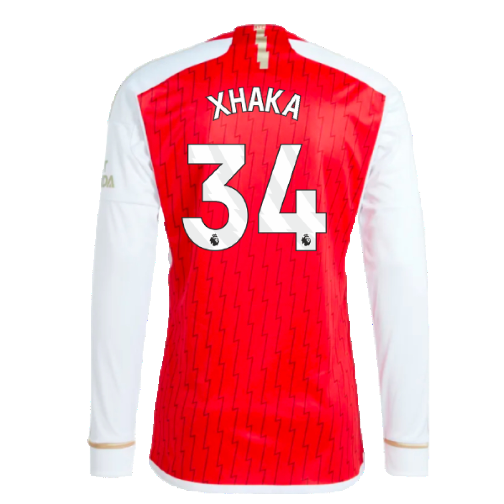 2023-2024 Arsenal Long Sleeve Home Shirt (Xhaka 34)