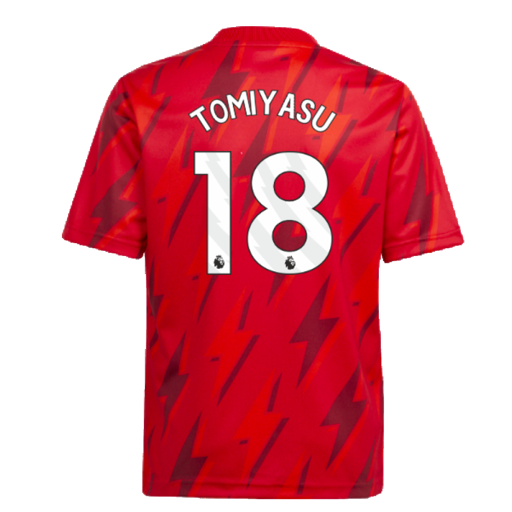 2023-2024 Arsenal Pre-Match Shirt (Red) - Kids (Tomiyasu 18)