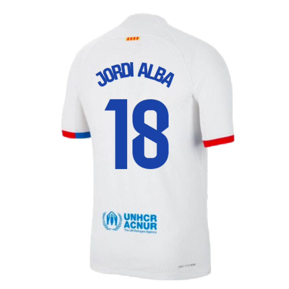 2023-2024 Barcelona Away Authentic Away Shirt (Jordi Alba 18)