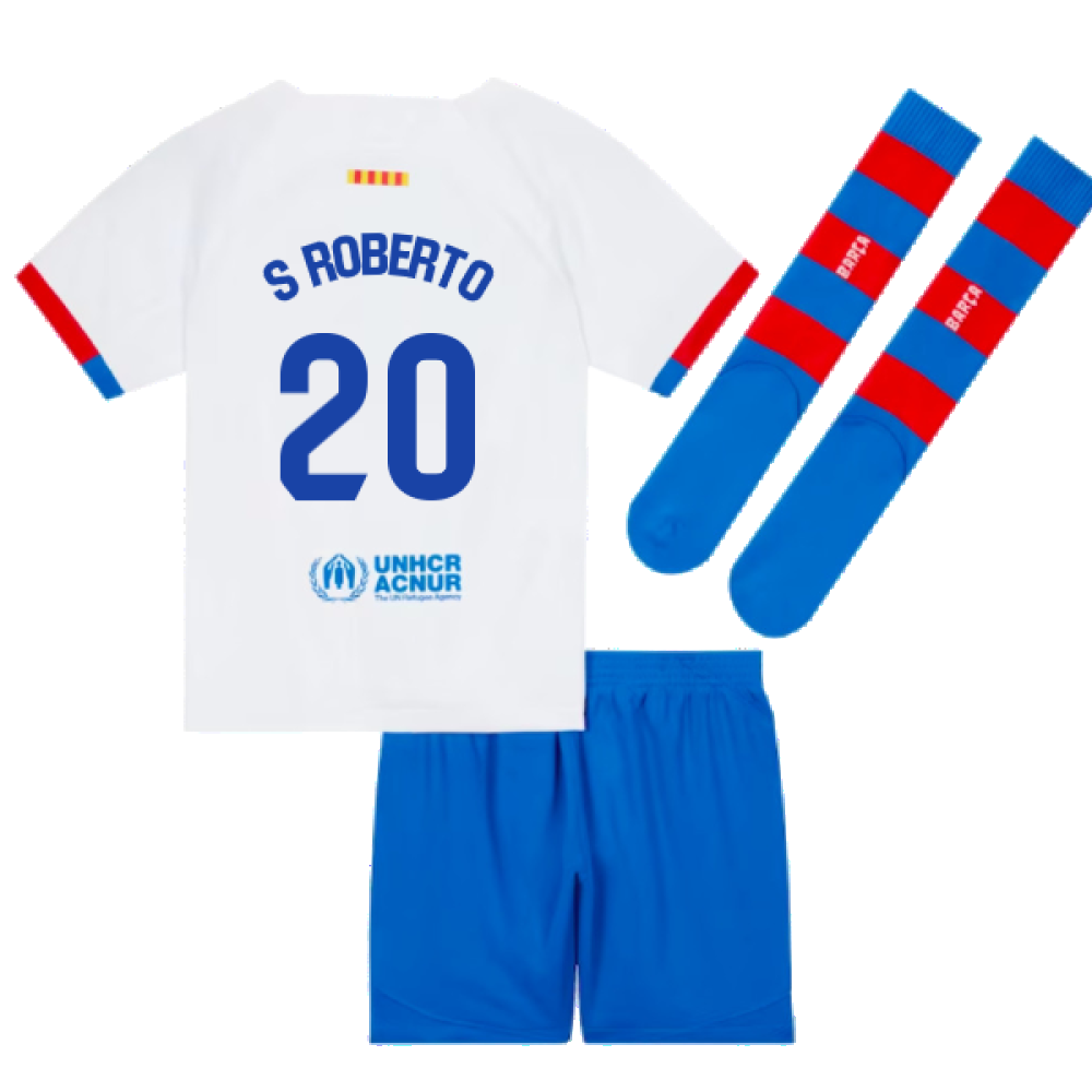 2023-2024 Barcelona Away Little Boys Mini Kit (S Roberto 20)