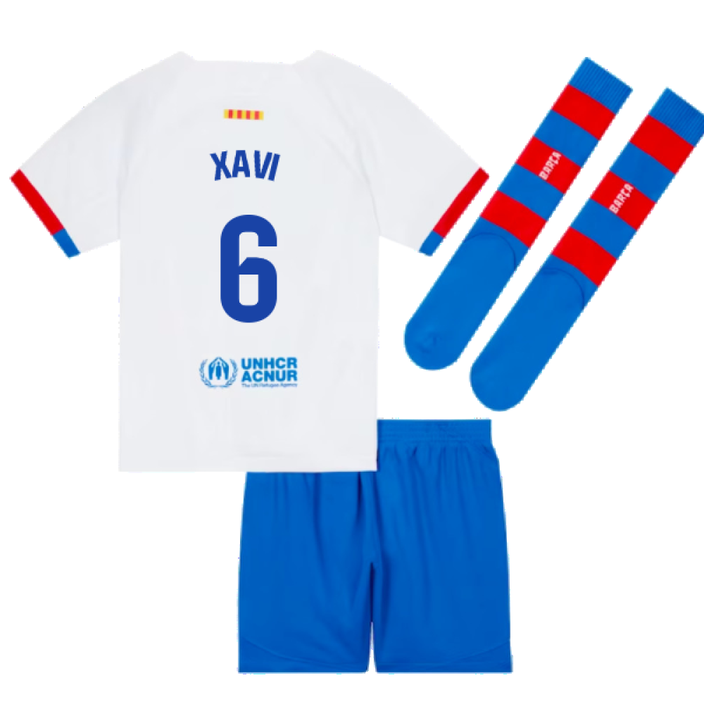 2023-2024 Barcelona Away Little Boys Mini Kit (Xavi 6)