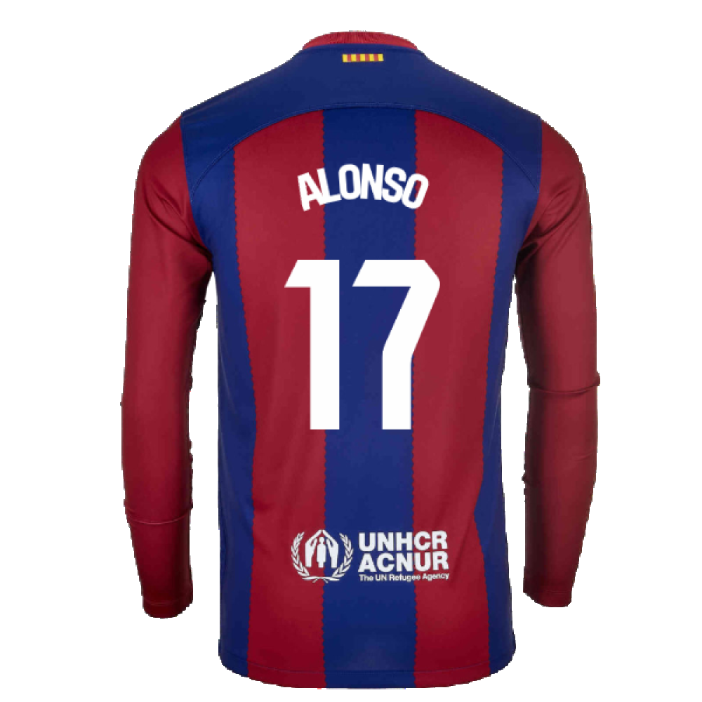 2023-2024 Barcelona Home Long Sleeve Shirt (Alonso 17)