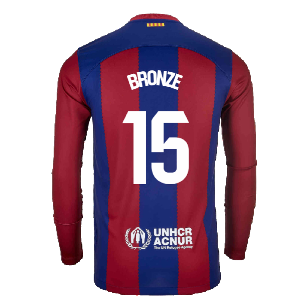 2023-2024 Barcelona Home Long Sleeve Shirt (Bronze 15)