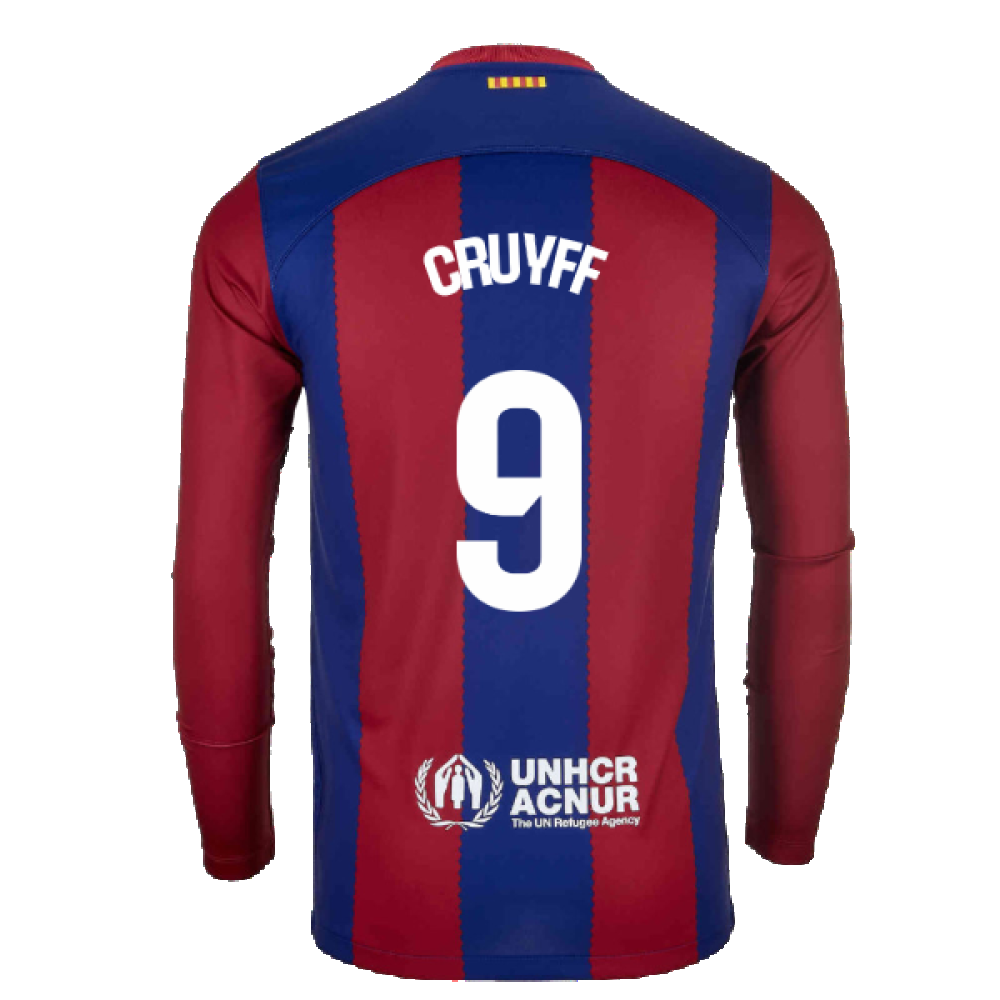 2023-2024 Barcelona Home Long Sleeve Shirt (Cruyff 9)