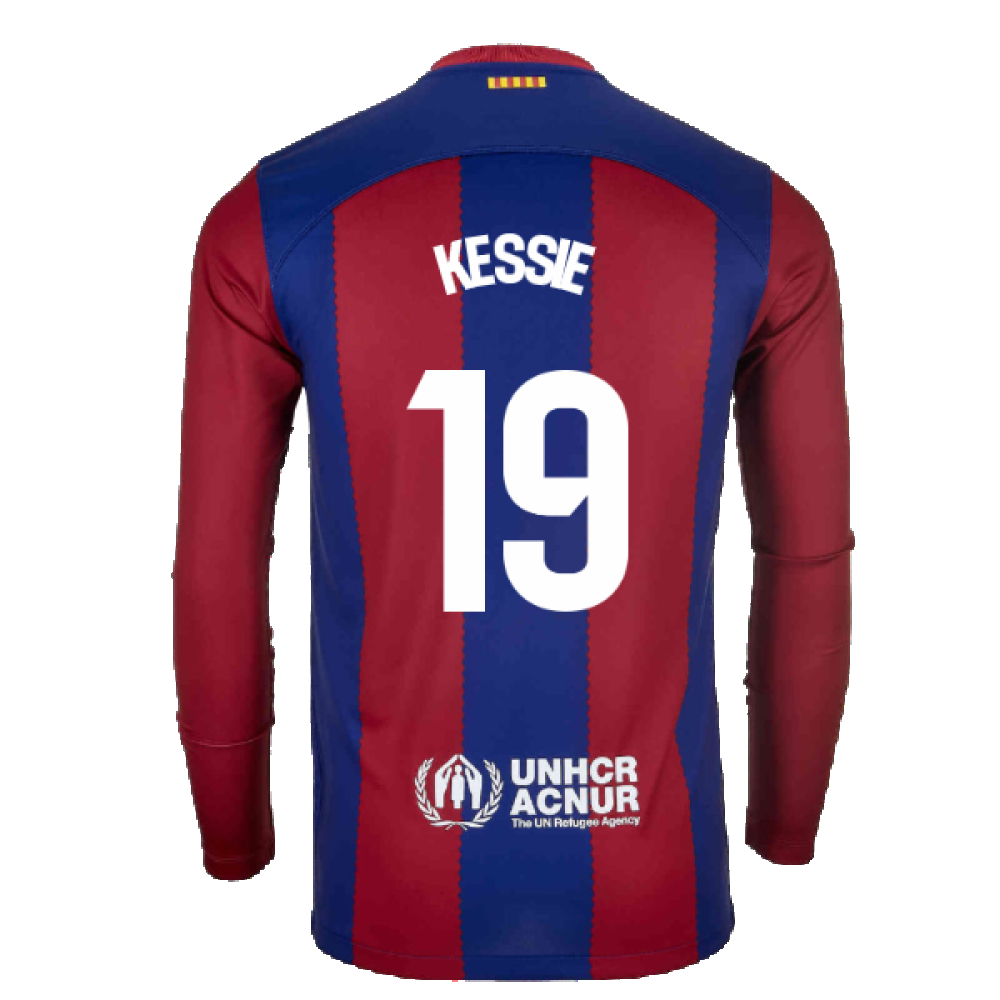 2023-2024 Barcelona Home Long Sleeve Shirt (Kessie 19)