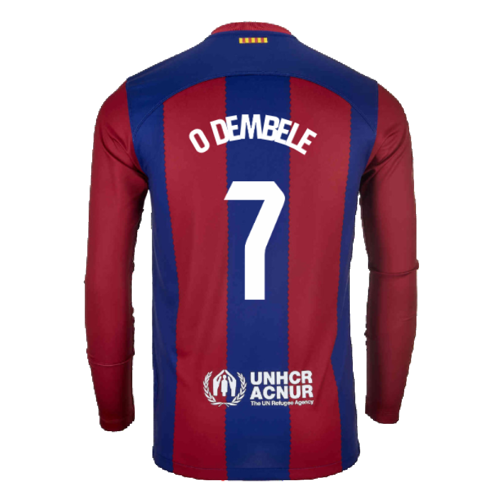 2023-2024 Barcelona Home Long Sleeve Shirt (O Dembele 7)