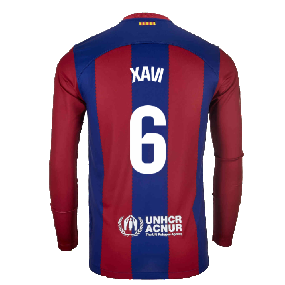 2023-2024 Barcelona Home Long Sleeve Shirt (Xavi 6)