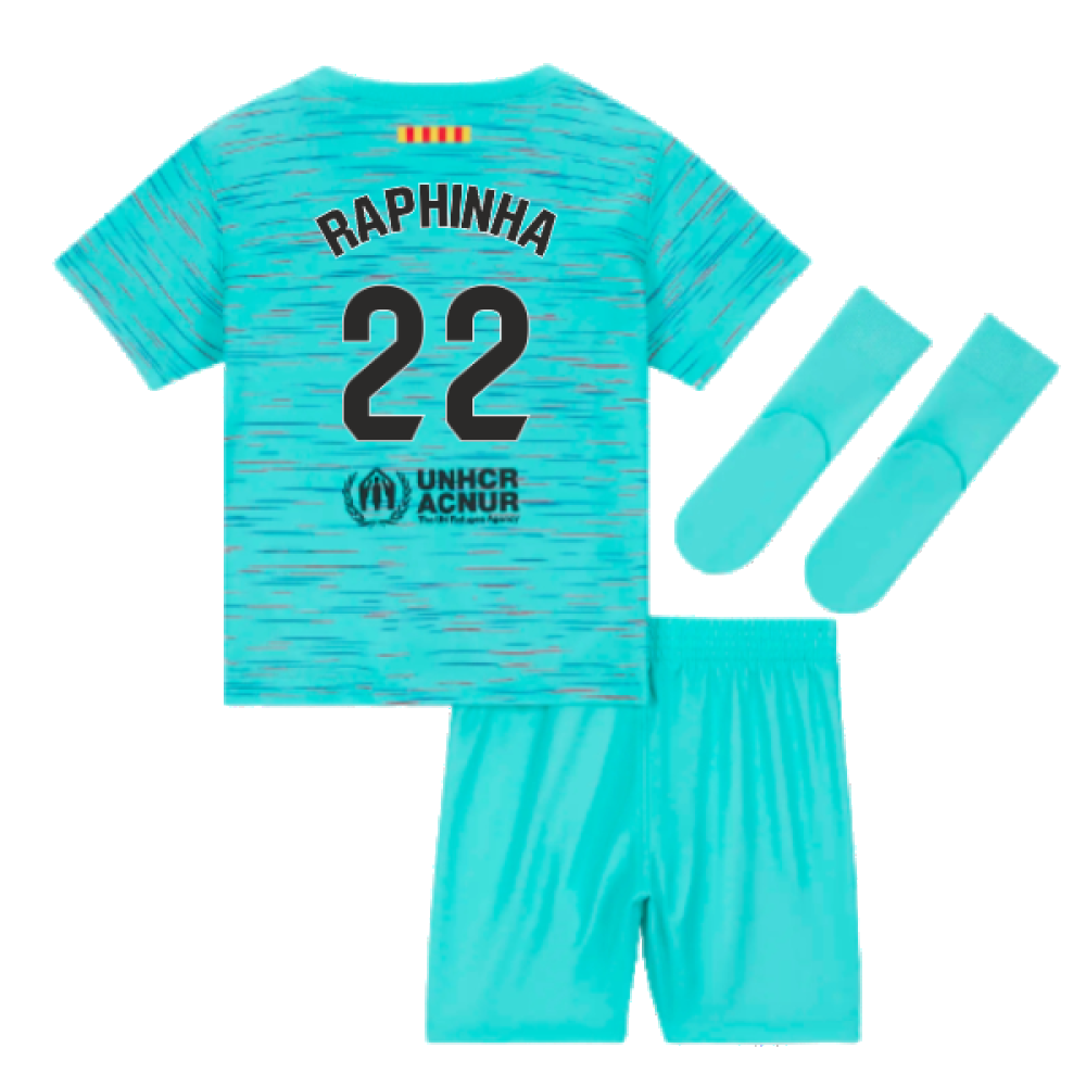 2023-2024 Barcelona Infants Baby Third Kit (Raphinha 22)