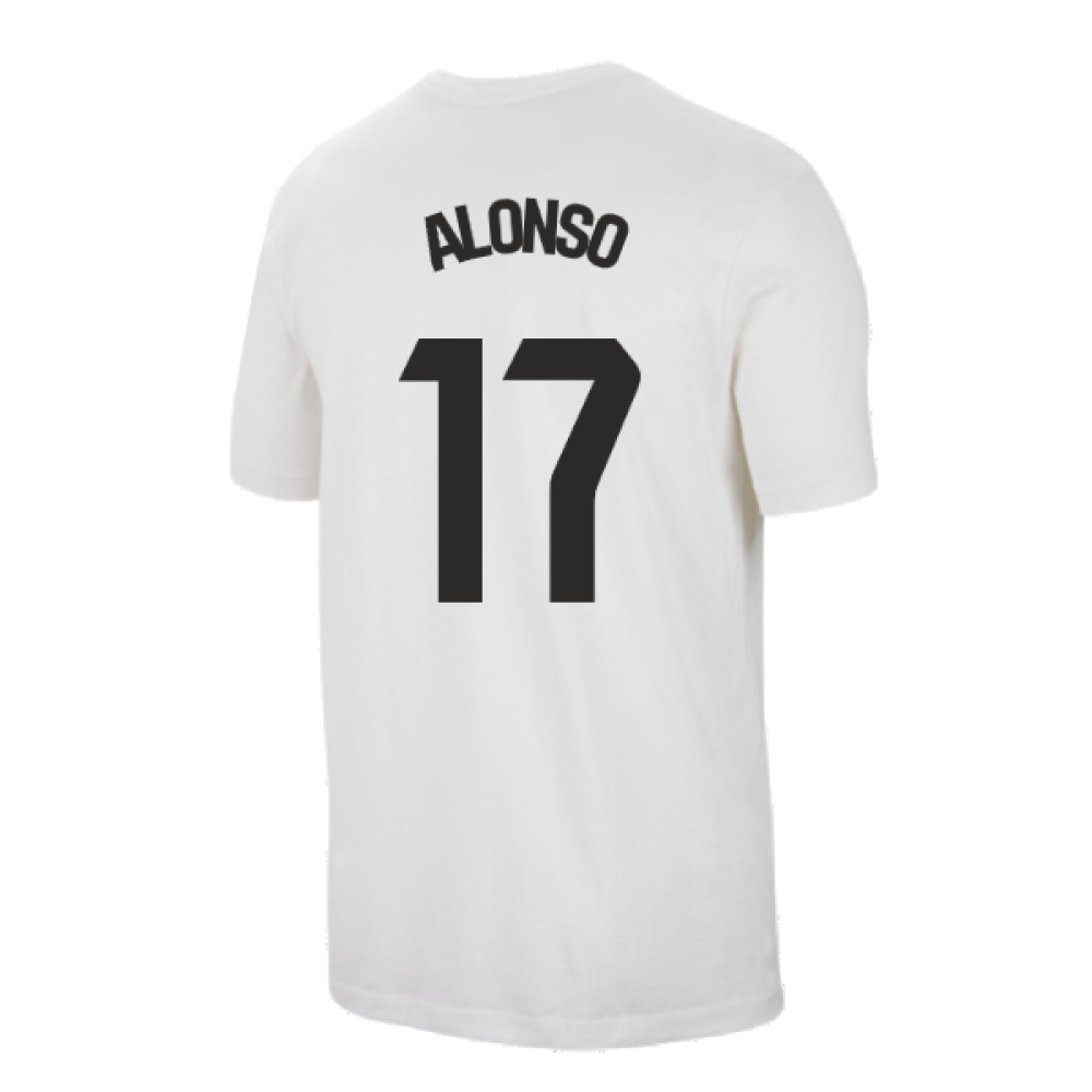 2023-2024 Barcelona Swoosh Club Tee (White) (Alonso 17)