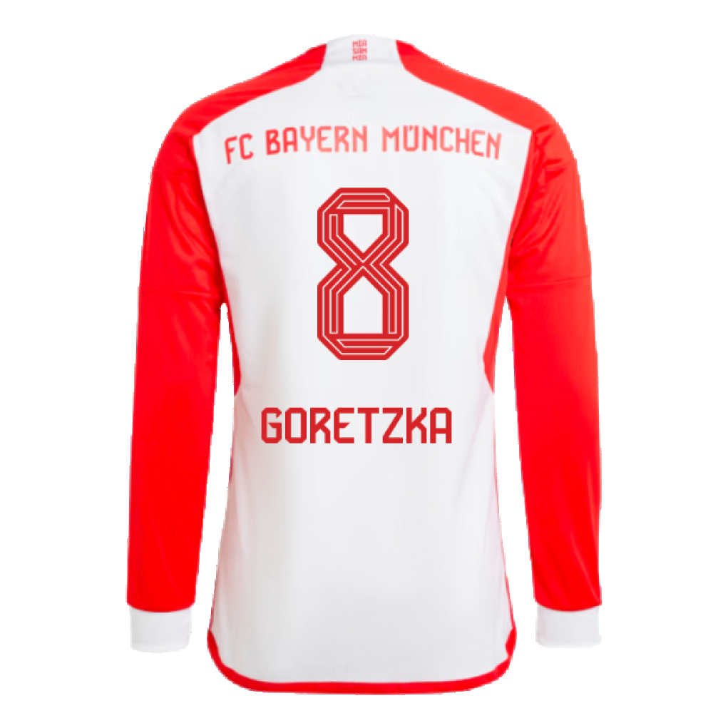 2023-2024 Bayern Munich Long Sleeve Home Shirt (Kids) (Goretzka 8)