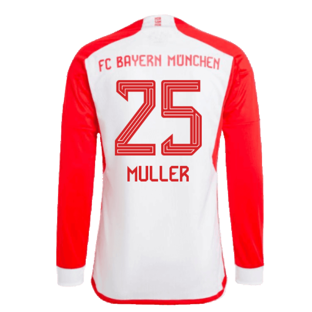 2023-2024 Bayern Munich Long Sleeve Home Shirt (Muller 25)