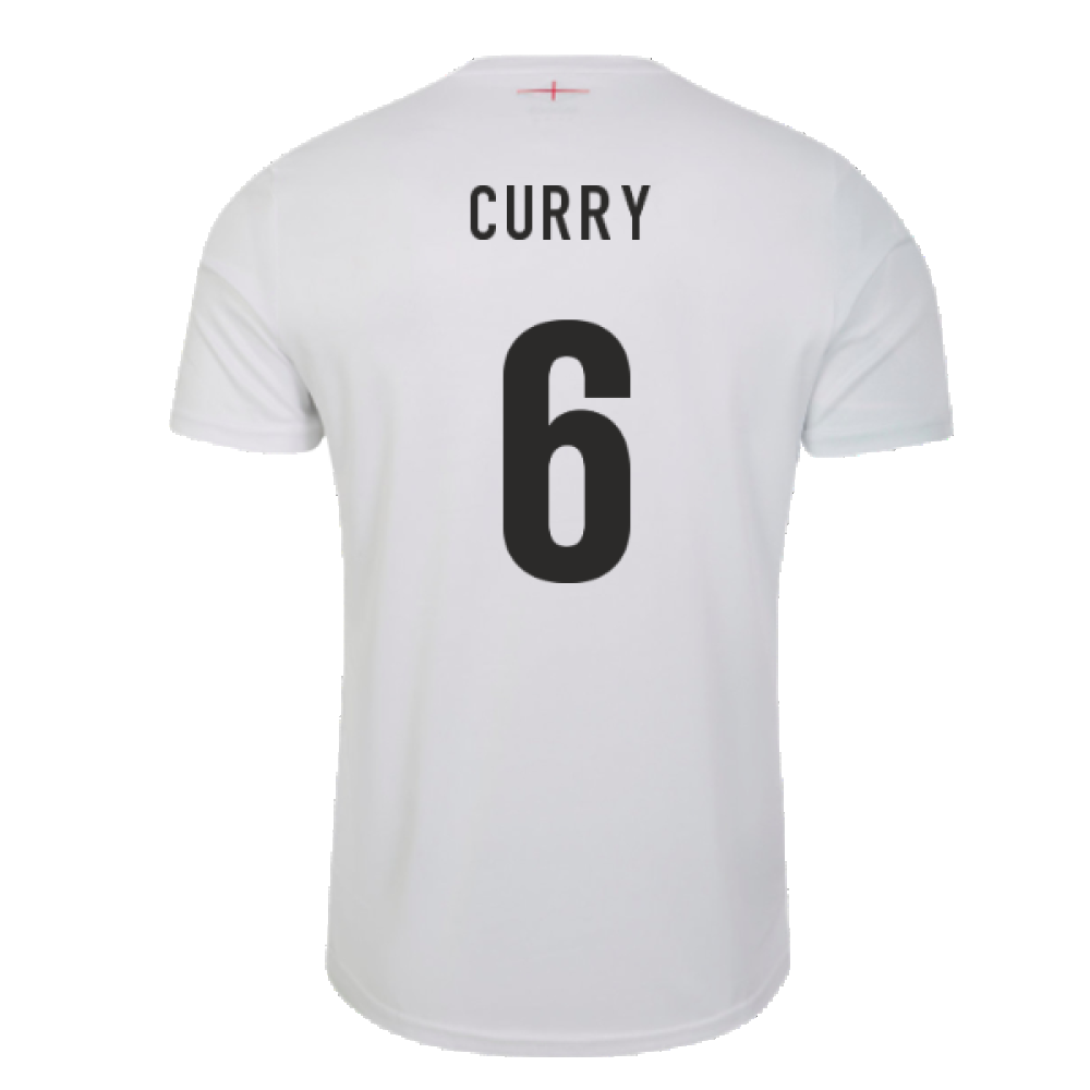 2023-2024 England Rugby Warm Up Jersey (Brilliant White) (Curry 6)