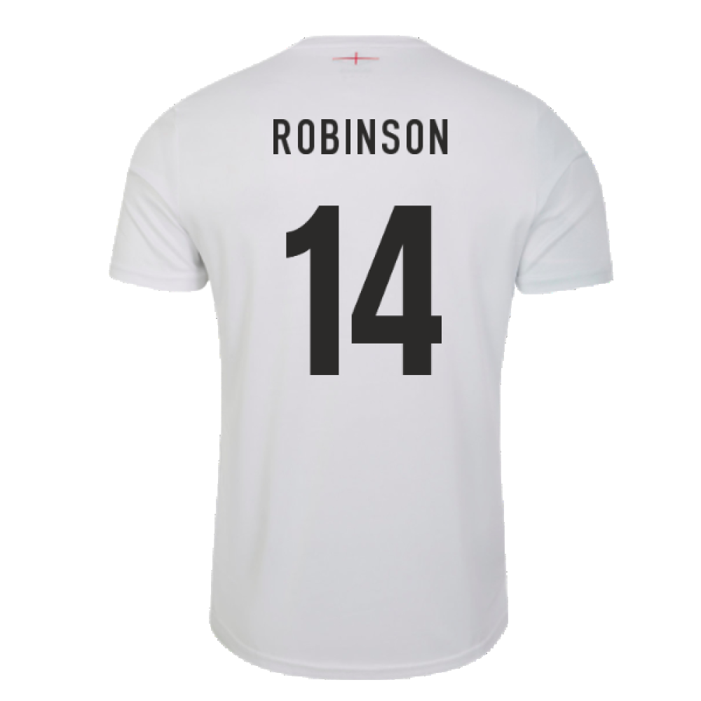 2023-2024 England Rugby Warm Up Jersey (Brilliant White) (Robinson 14)