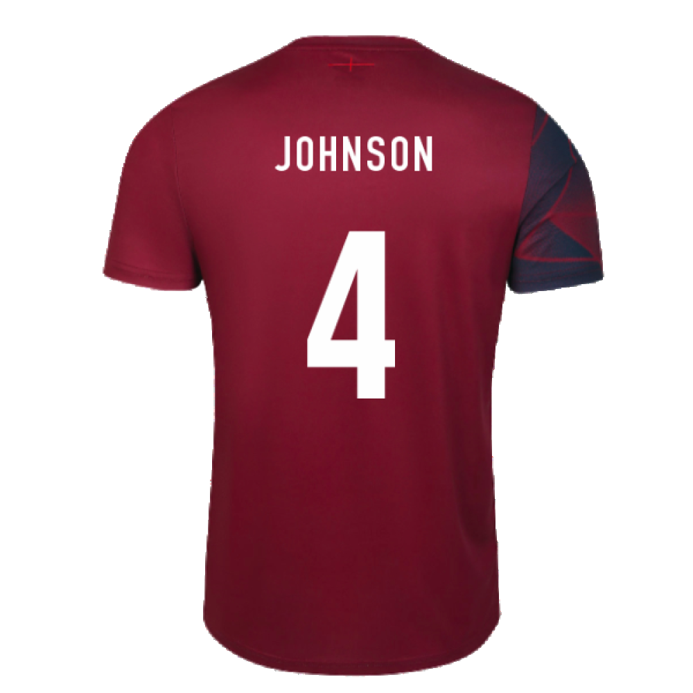 2023-2024 England Rugby Warm Up Jersey (Tibetan Red) (Johnson 4)