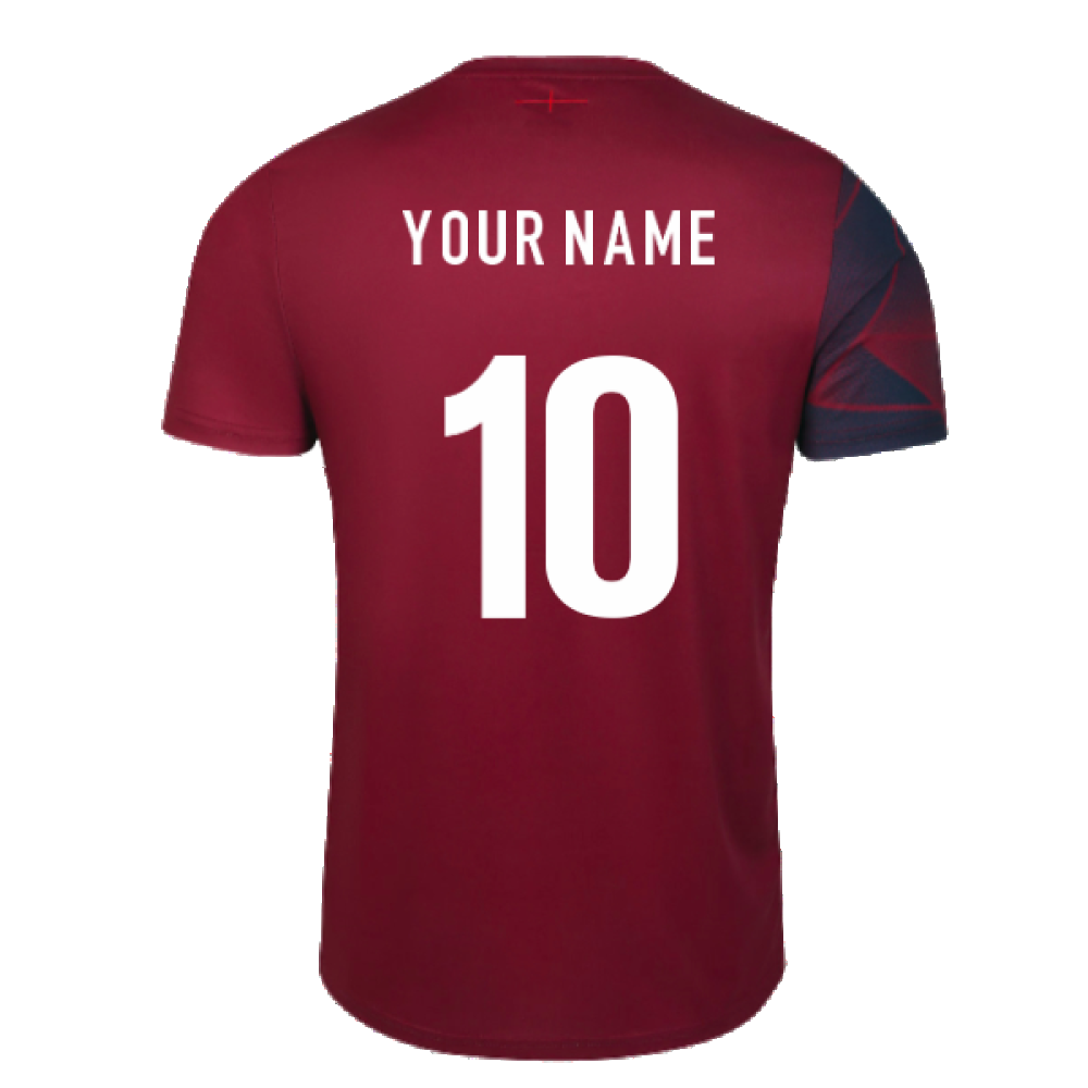 2023-2024 England Rugby Warm Up Jersey (Tibetan Red) (Your Name)