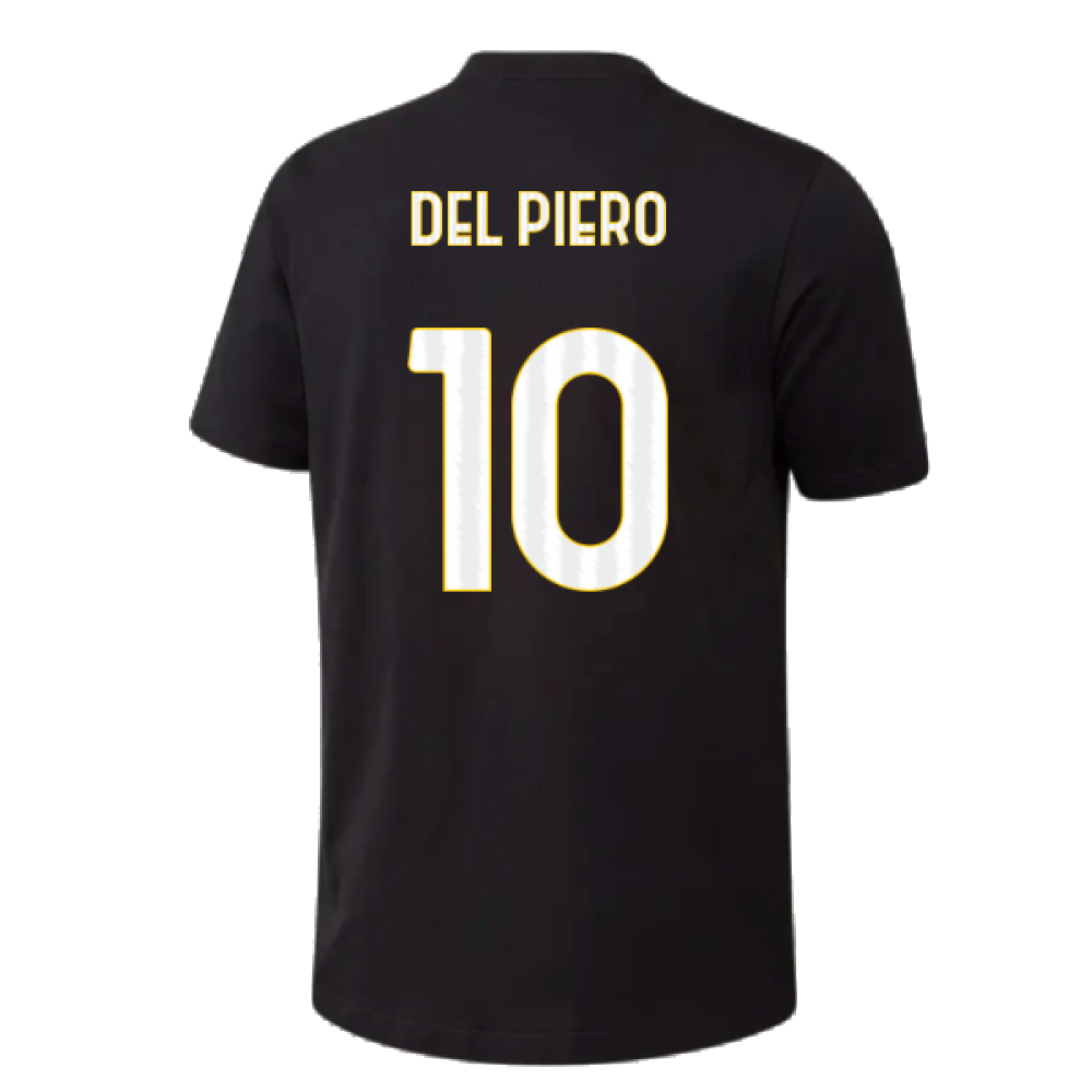 2023-2024 Juventus Graphic T-Shirt (Black) (DEL PIERO 10)