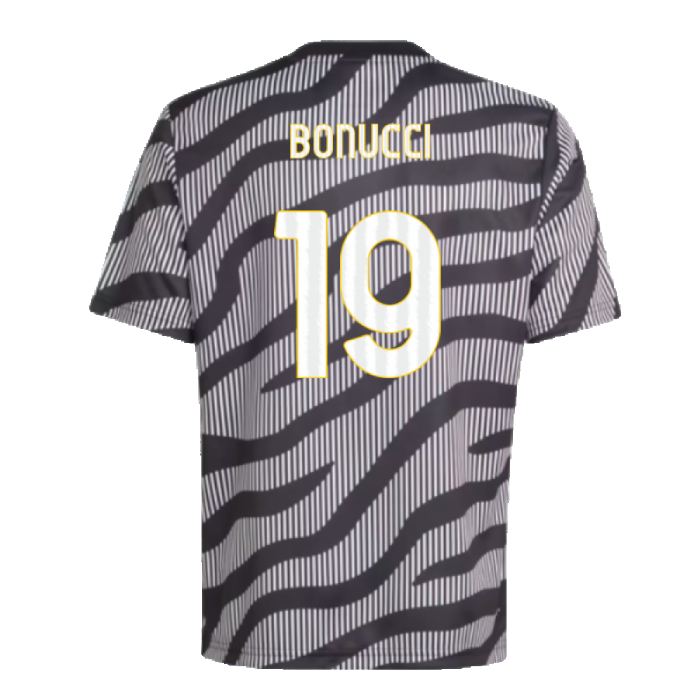 2023-2024 Juventus Pre-Match Shirt (Black) - Kids (BONUCCI 19)