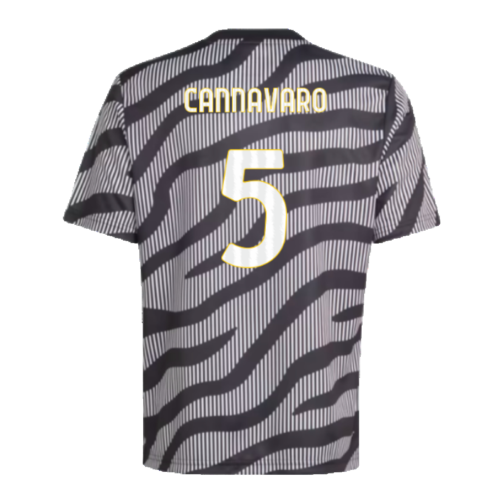 2023-2024 Juventus Pre-Match Shirt (Black) - Kids (CANNAVARO 5)