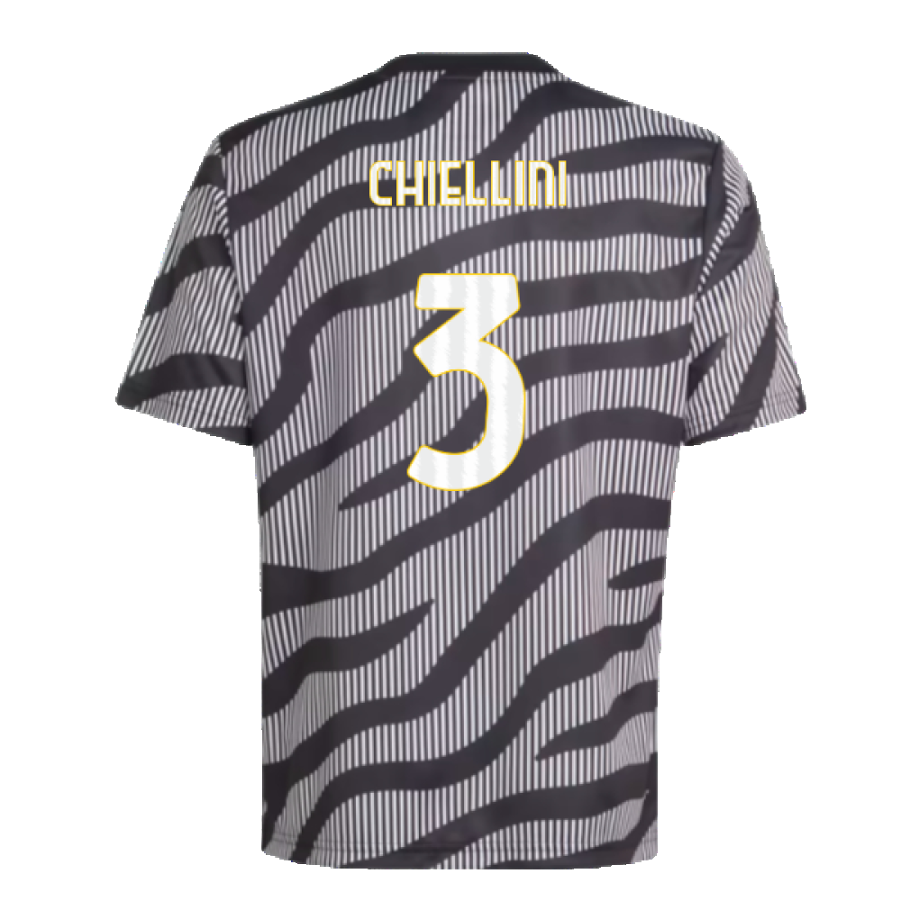 2023-2024 Juventus Pre-Match Shirt (Black) - Kids (CHIELLINI 3)