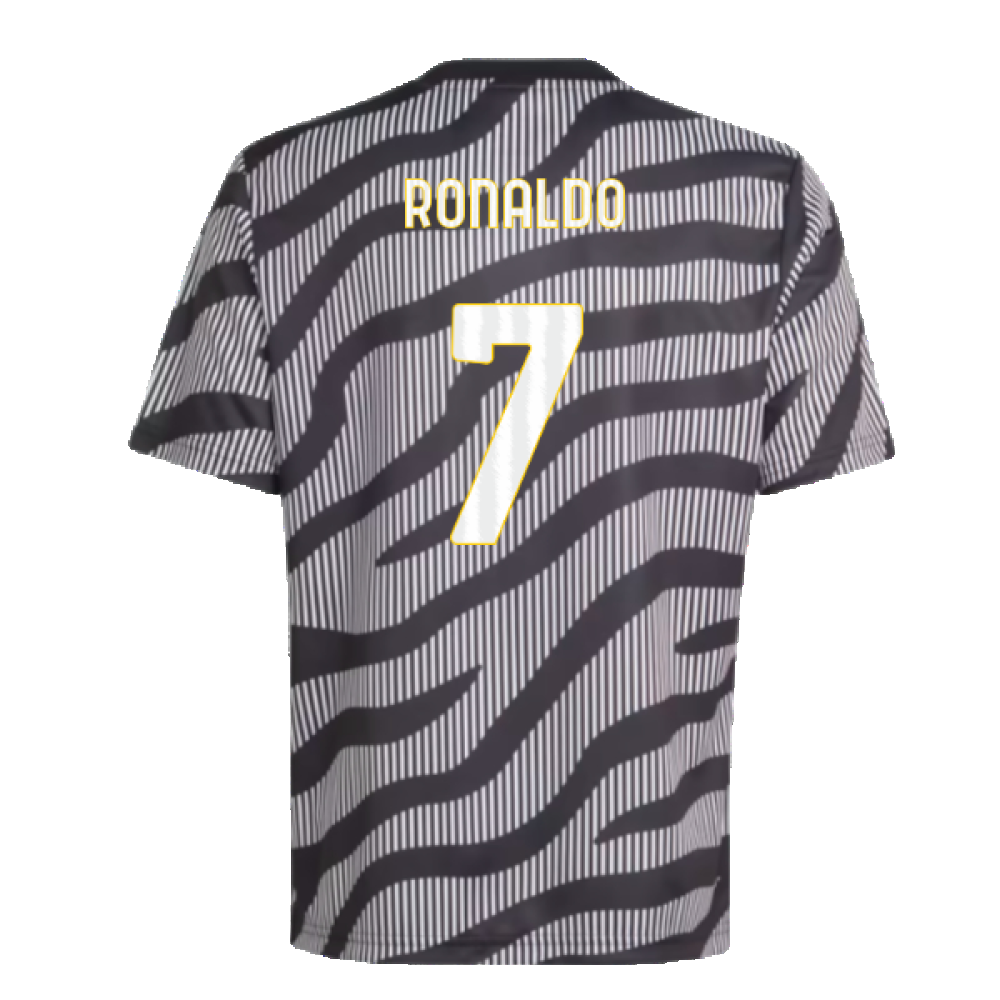 2023-2024 Juventus Pre-Match Shirt (Black) - Kids (RONALDO 7)