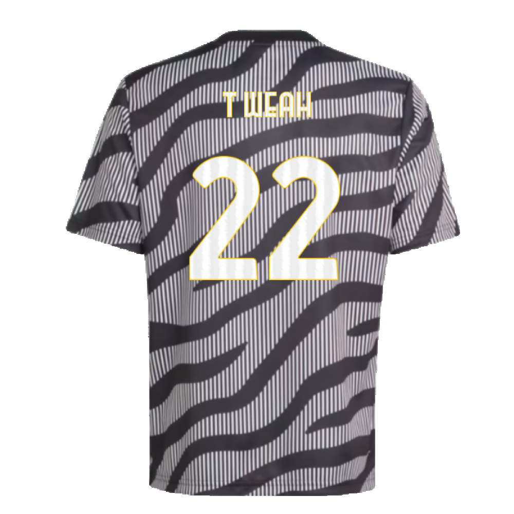 2023-2024 Juventus Pre-Match Shirt (Black) - Kids (T Weah 22)