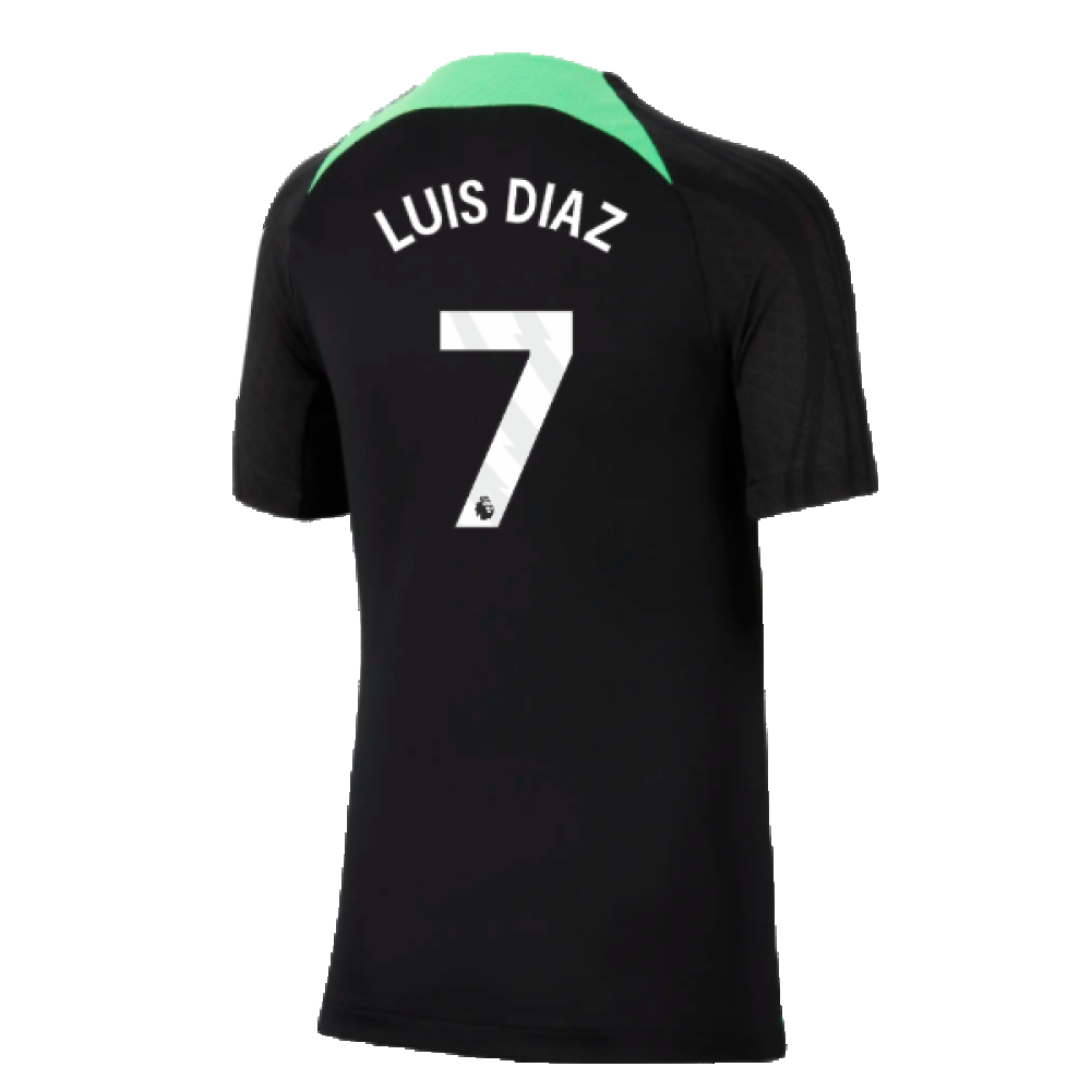 2023-2024 Liverpool Strike Dri-Fit Training Shirt (Black) (Luis Diaz 7)