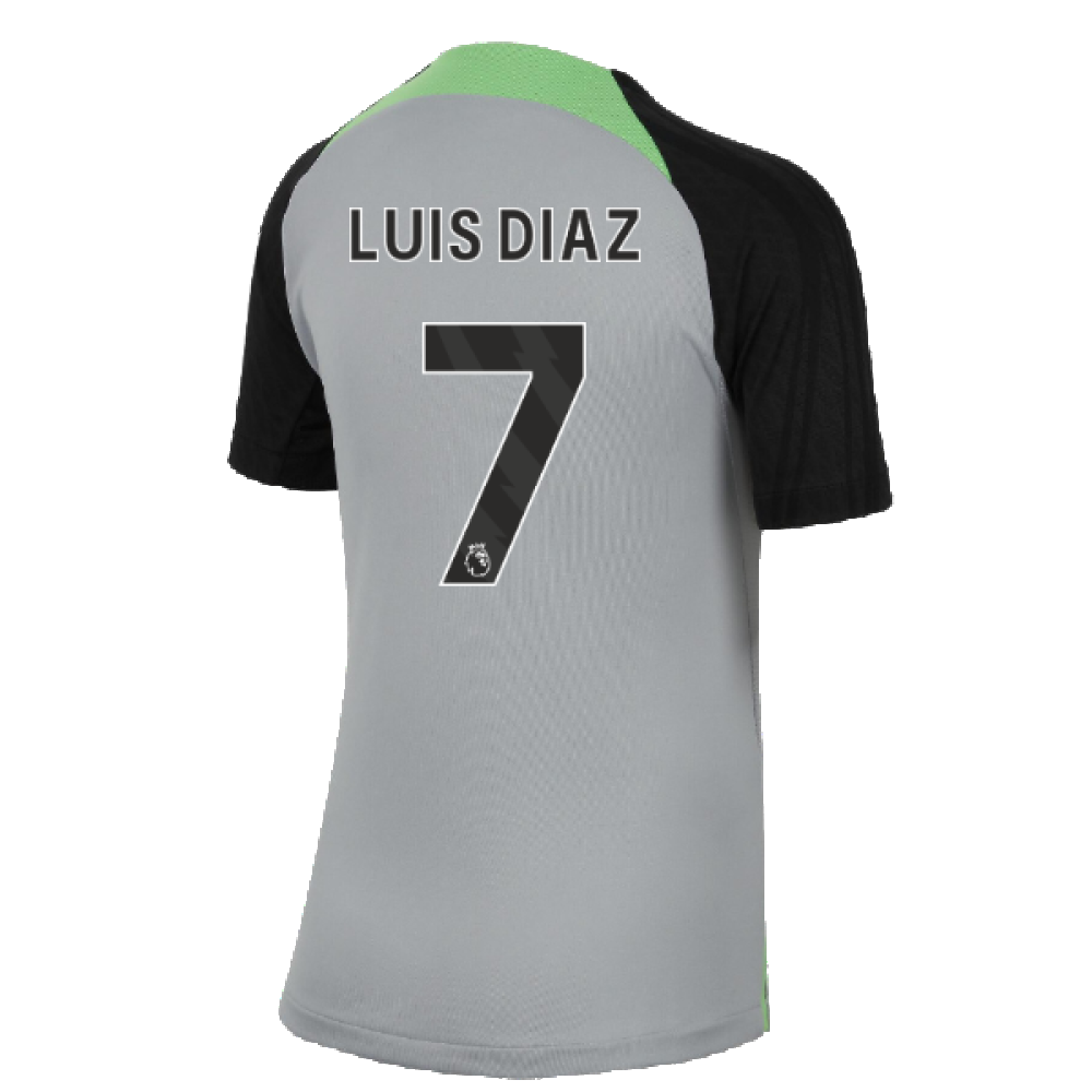 2023-2024 Liverpool Strike Dri-Fit Training Shirt (Grey) - Kids (Luis Diaz 7)