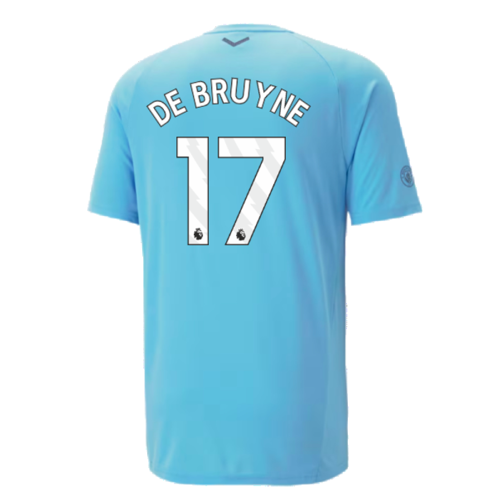 2023-2024 Man City Casuals Tee (Blue Wash) - Kids (DE BRUYNE 17)