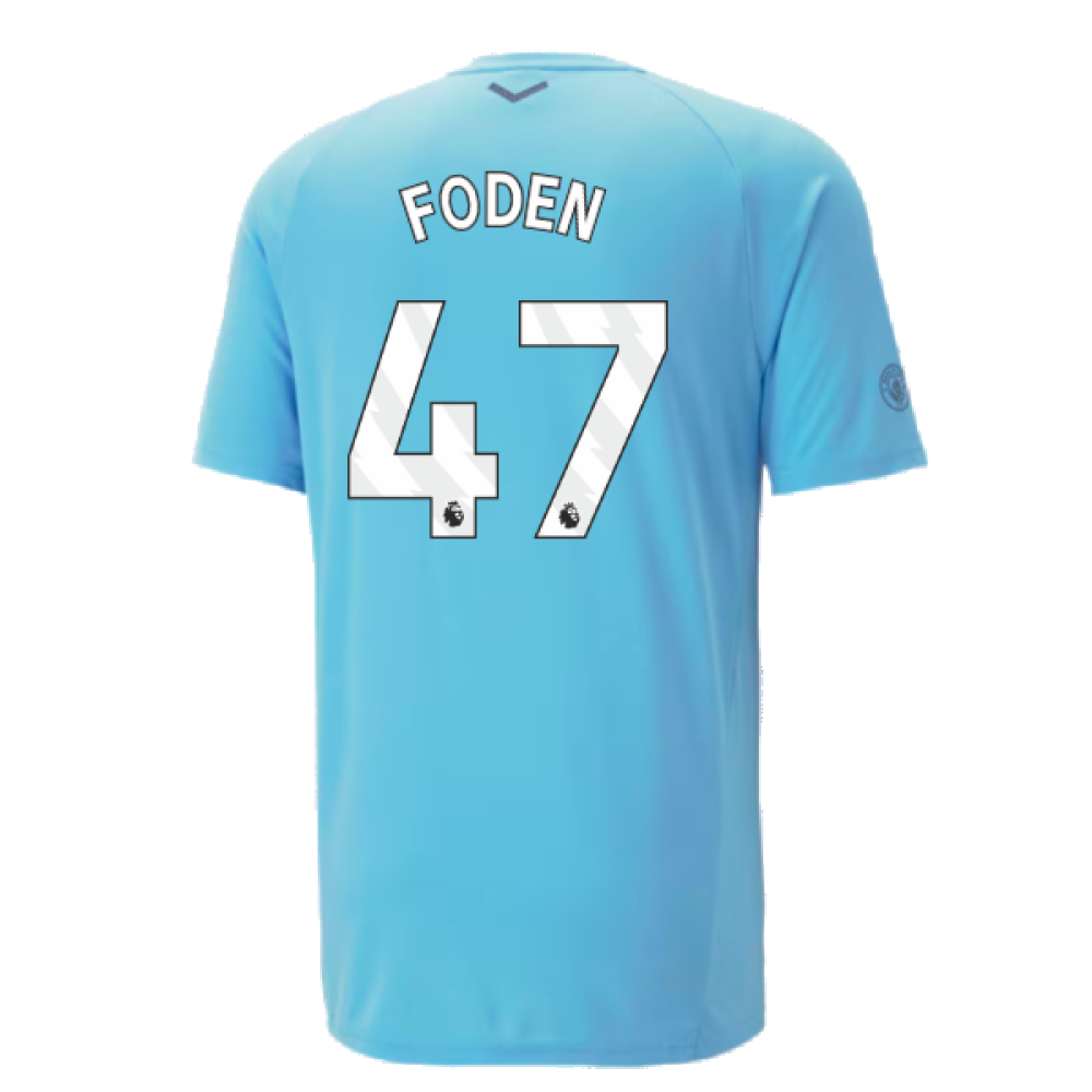 2023-2024 Man City Casuals Tee (Blue Wash) - Kids (FODEN 47)