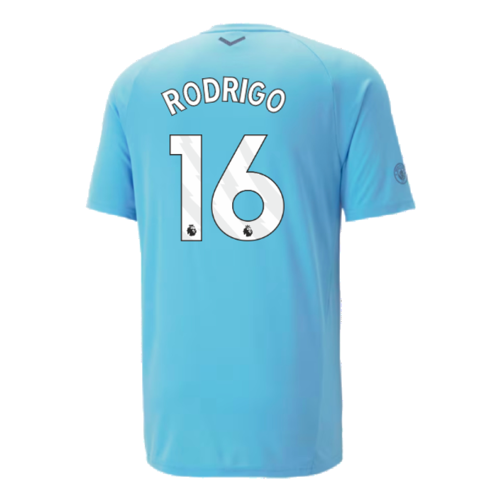 2023-2024 Man City Casuals Tee (Blue Wash) - Kids (RODRIGO 16)