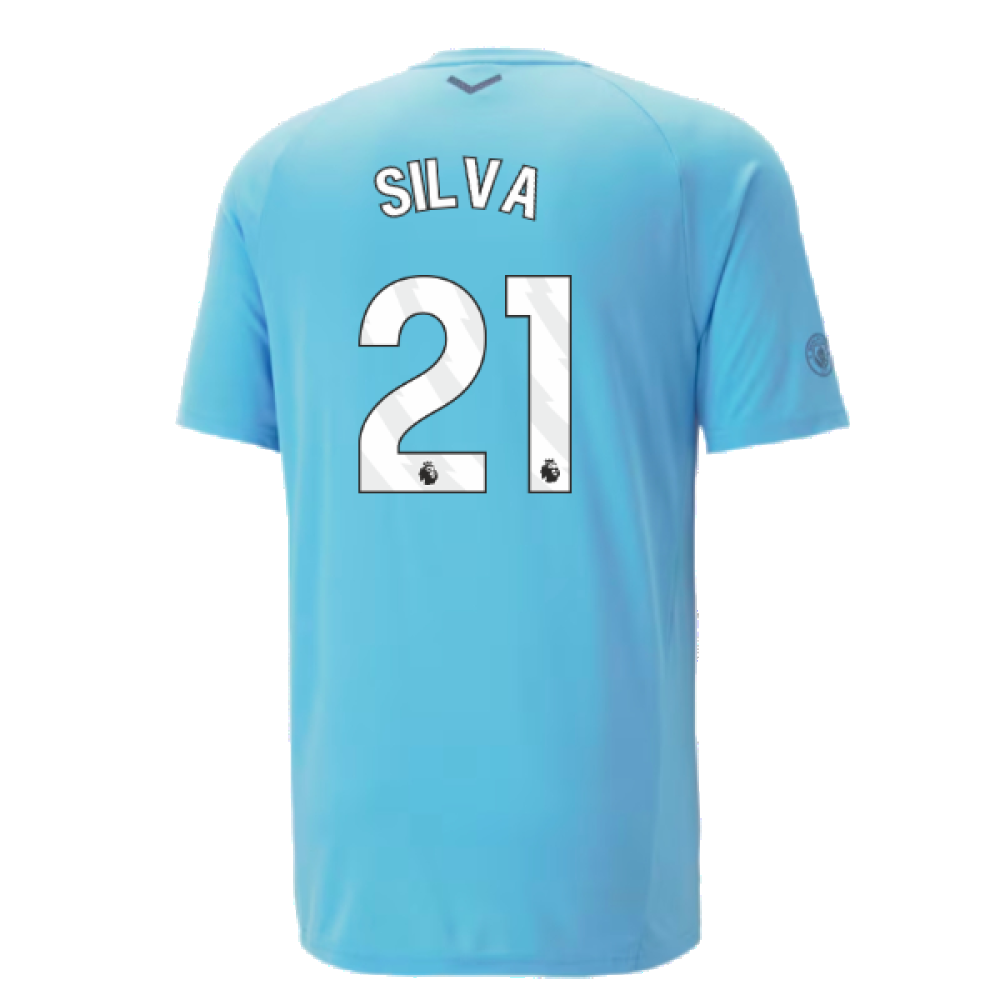 2023-2024 Man City Casuals Tee (Blue Wash) - Kids (SILVA 21)