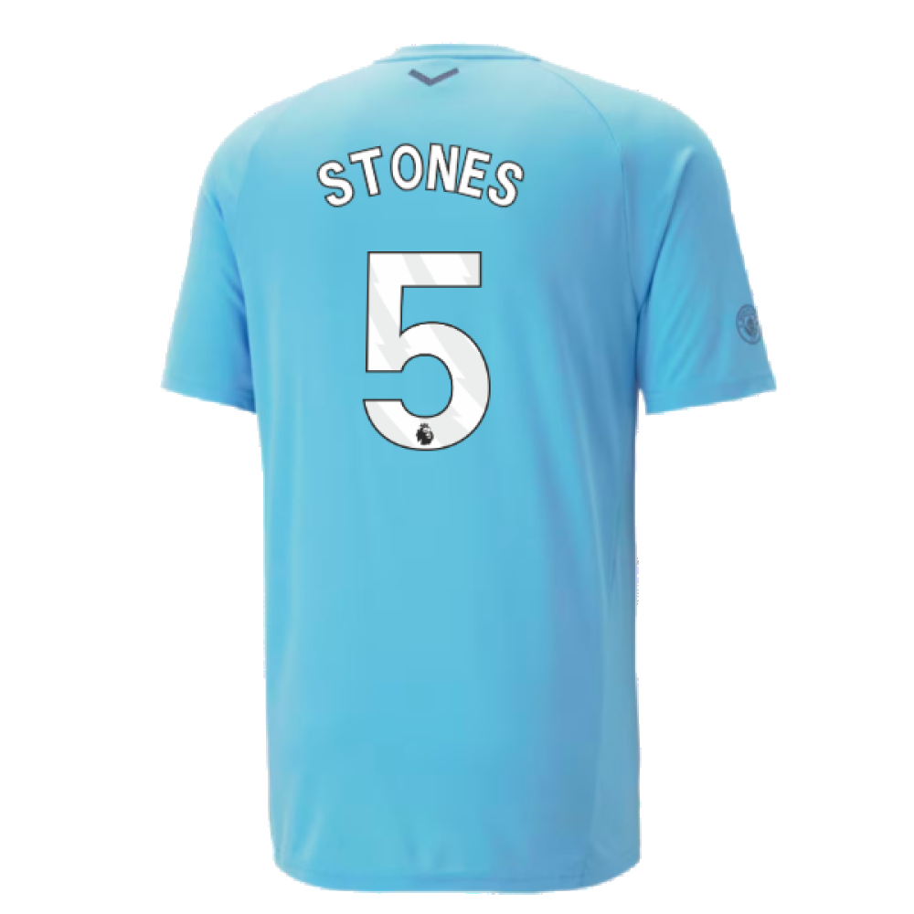 2023-2024 Man City Casuals Tee (Blue Wash) - Kids (STONES 5)