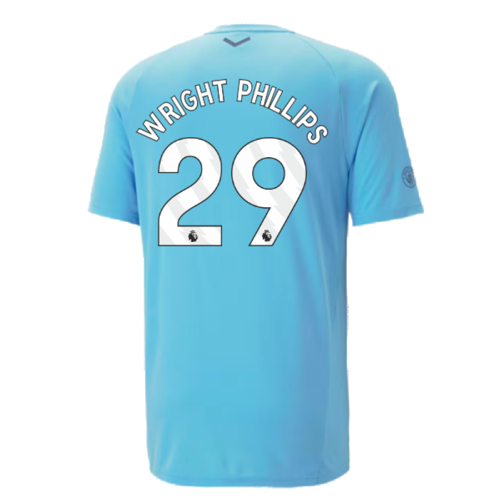 2023-2024 Man City Casuals Tee (Blue Wash) - Kids (WRIGHT PHILLIPS 29)