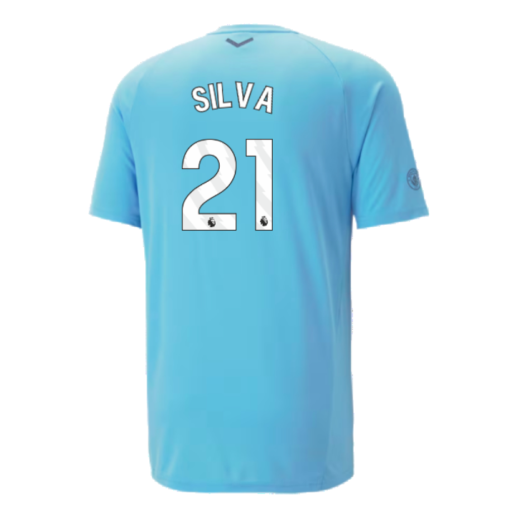 2023-2024 Man City Casuals Tee (Blue Wash) (SILVA 21)