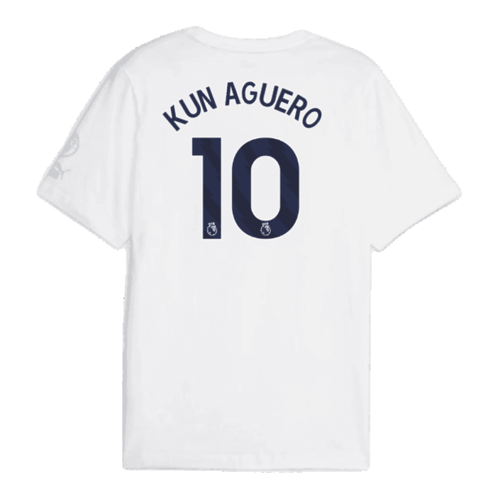 2023-2024 Man City FtblCore Graphic Tee (White) (KUN AGUERO 10)