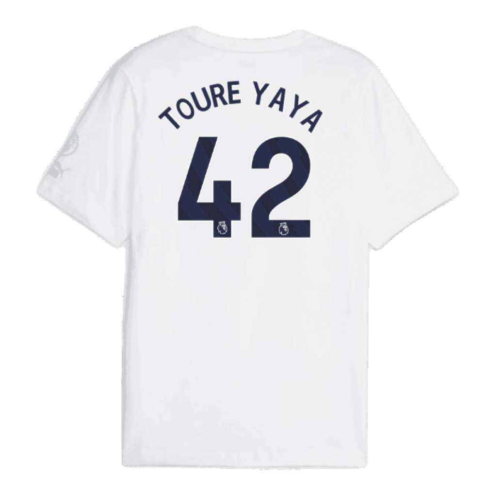 2023-2024 Man City FtblCore Graphic Tee (White) (TOURE YAYA 42)