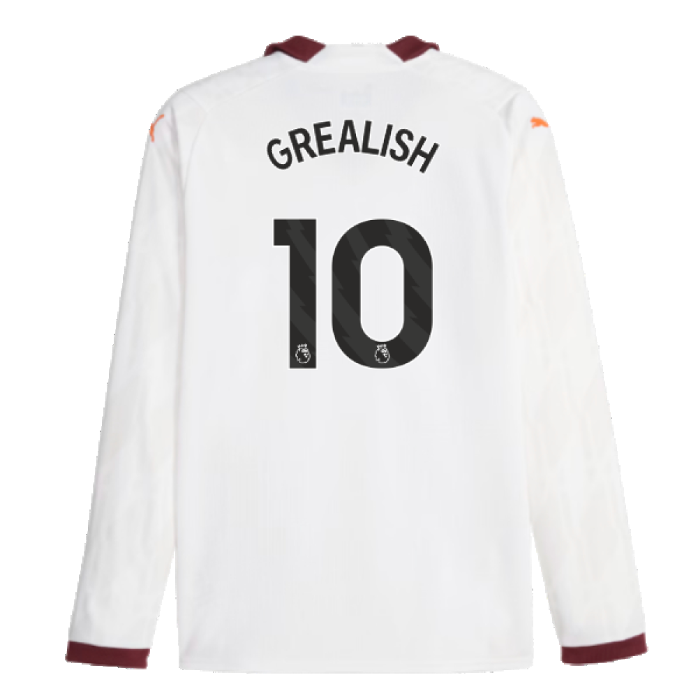 2023-2024 Man City Long Sleeve Away Shirt (GREALISH 10)