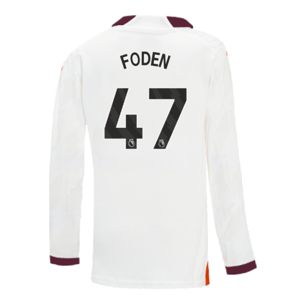 2023-2024 Man City Long Sleeve Away Shirt (Kids) (FODEN 47)