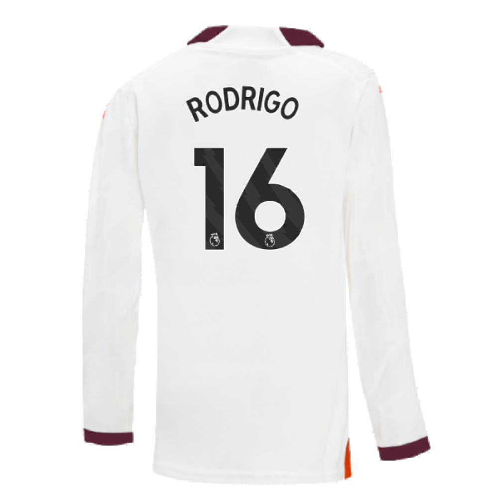 2023-2024 Man City Long Sleeve Away Shirt (Kids) (RODRIGO 16)