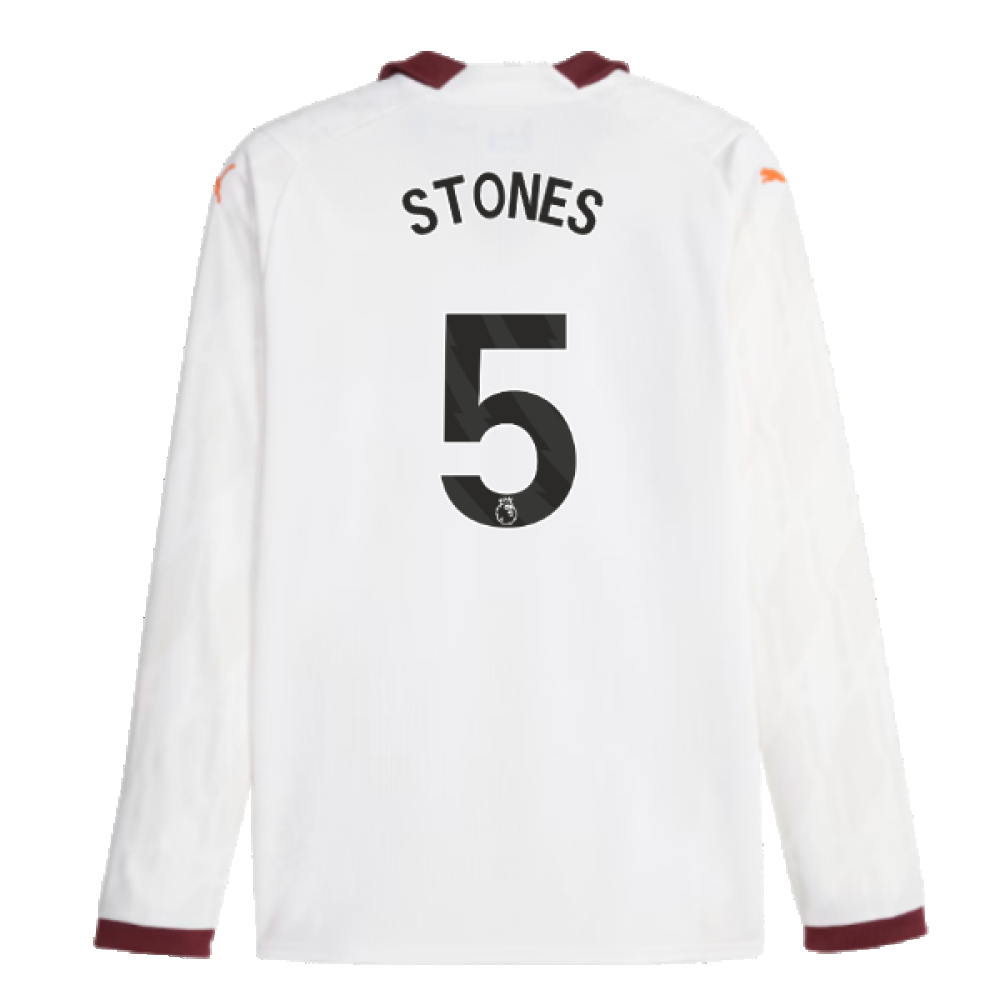 2023-2024 Man City Long Sleeve Away Shirt (STONES 5)