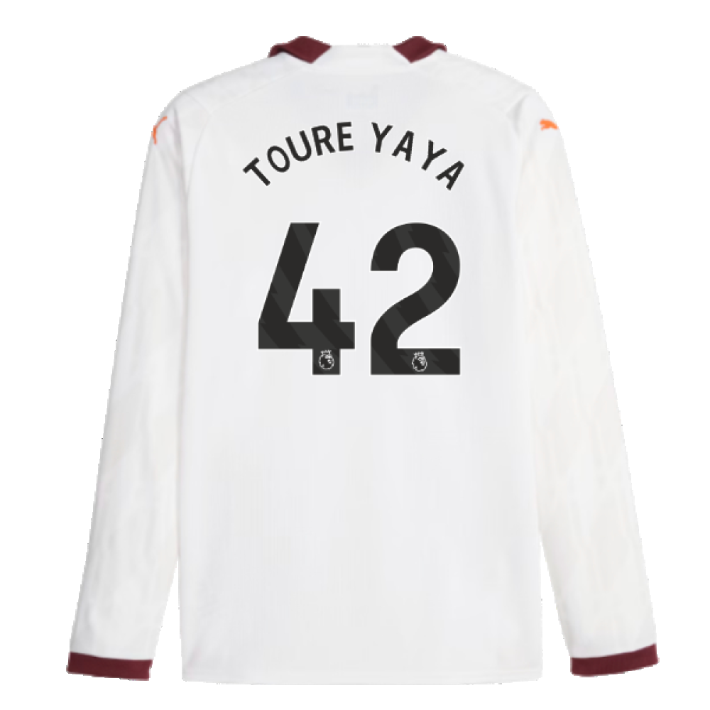 2023-2024 Man City Long Sleeve Away Shirt (TOURE YAYA 42)