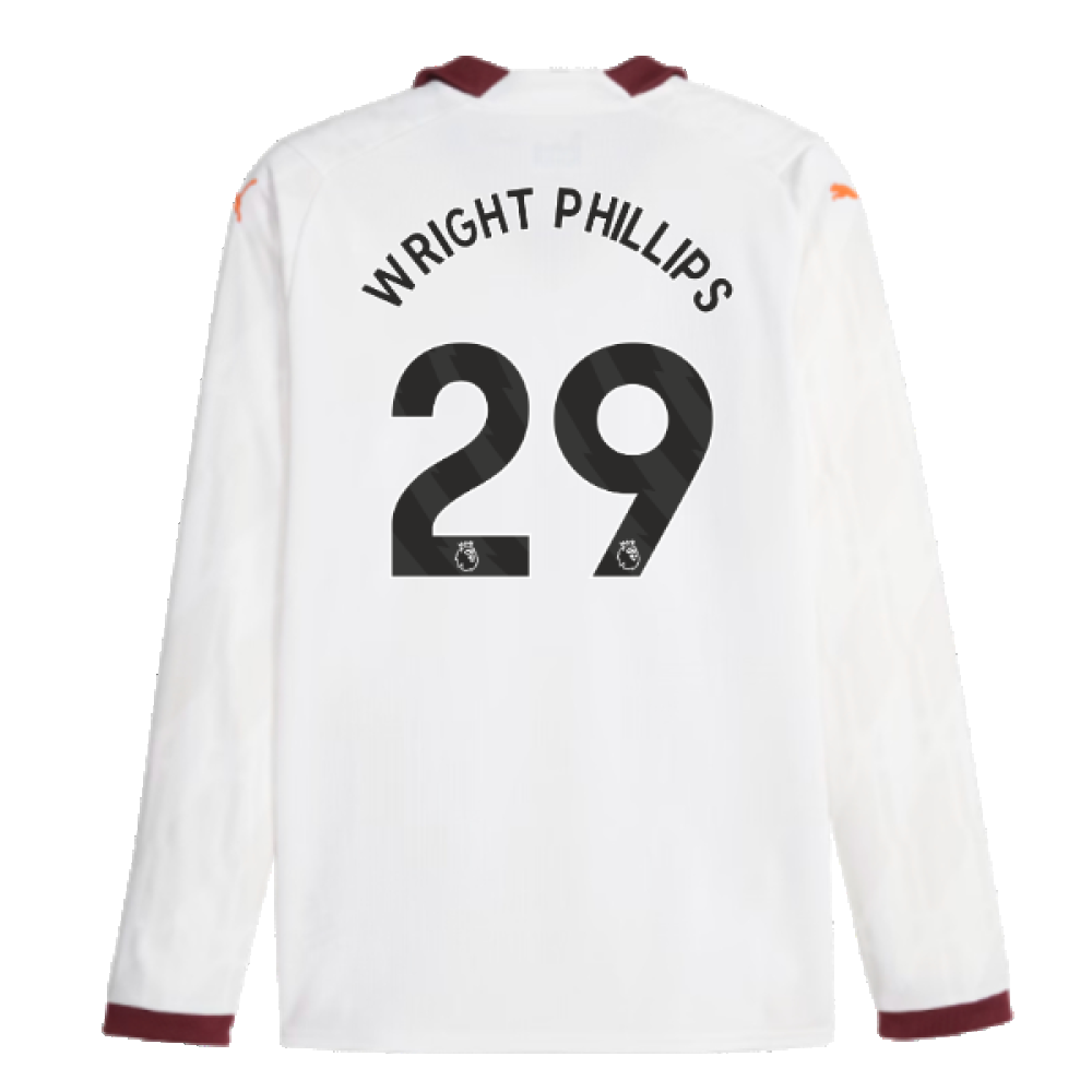 2023-2024 Man City Long Sleeve Away Shirt (WRIGHT PHILLIPS 29)