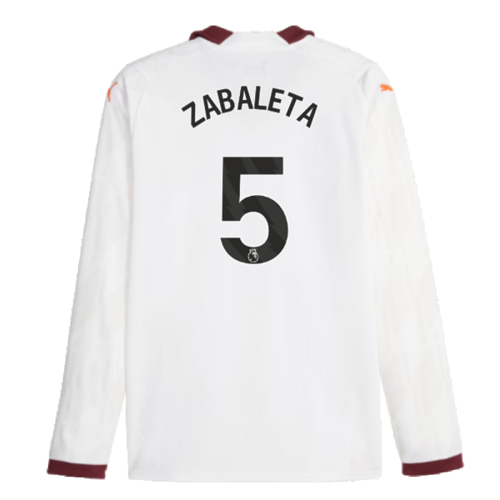 2023-2024 Man City Long Sleeve Away Shirt (ZABALETA 5)