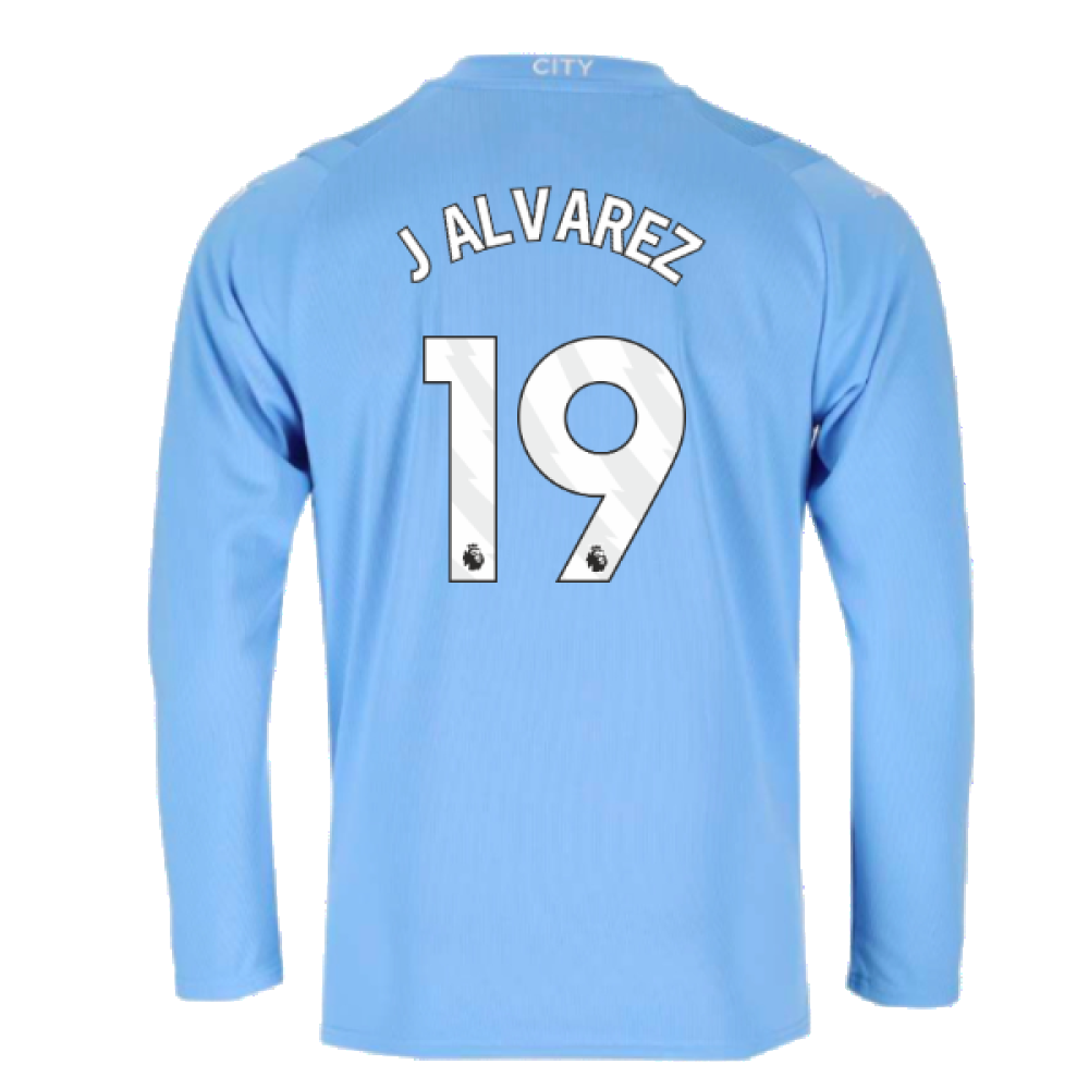 2023-2024 Man City Long Sleeve Home Shirt (J ALVAREZ 19)