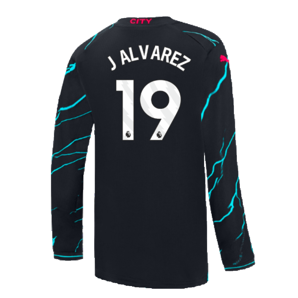 2023-2024 Man City Long Sleeve Third Shirt (Kids) (J ALVAREZ 19)